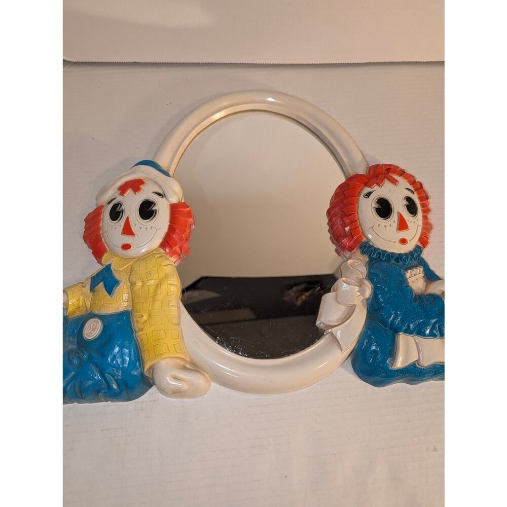 Vintage 1977 Raggedy Ann & Andy Mirror Wall Plaque Sysco Inc - Picture 3 of 7